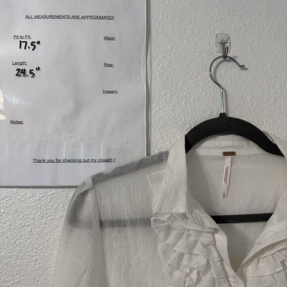 Free People Ruffle Top XS White Edwardian Coastal Victorian Lightweight - Picture 5 of 5